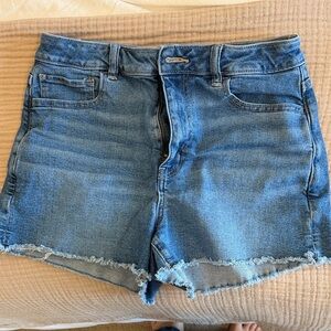 American Eagle Outfitters Light Blue Frayed Hem Denim Shorts